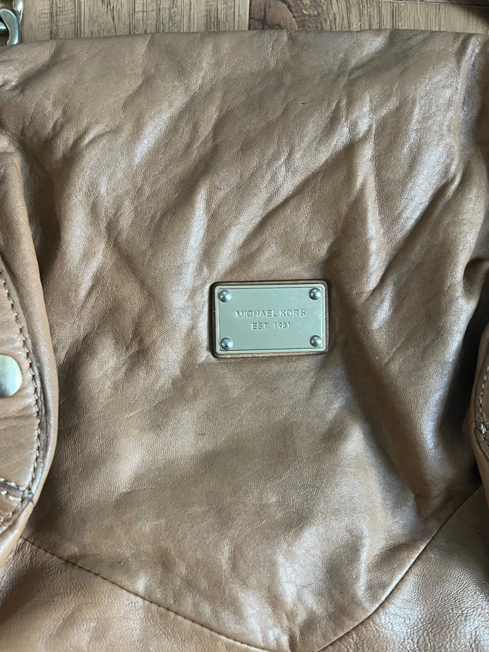 Michael Kors Women's Taupe Leather Shoulder Bag with Chain Strap